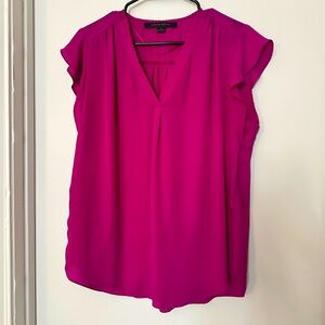 Bold fuchsia stylish short sleeve blouse comfortable flowy